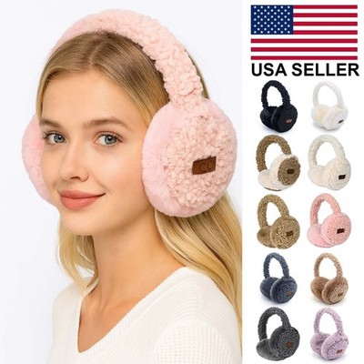 C.C Exclusive Warm Solid Color Faux Fur Sherpa Soft Fleece Headband Earmuffs