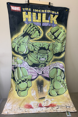 Vintage “The Incredible Hulk” Beach Towel Marvel Collectible Comics 29” x  52”