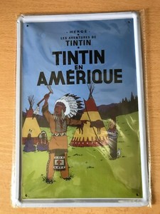 Plaque émaillée Tintin - Lune 35x35 : Fusée quittant la Terre