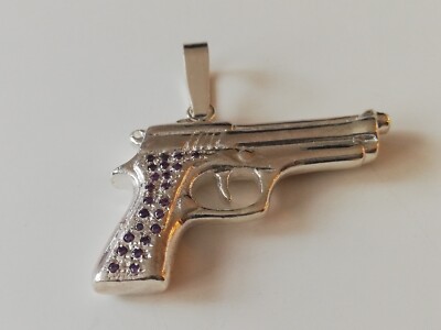 .925 Solid Silver Gun Biker Pendant Unisex New
