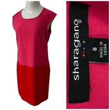 Sharagano Dress Womens Sz 8 Pink Shift Colorblock Work Office Church Boardroom
