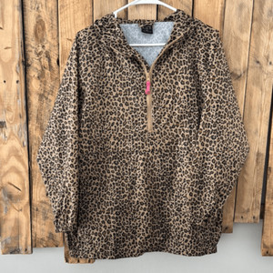 Children’s Place Rain Jacket XL Windbreaker Girl Animal Print Hooded Quarter Zip