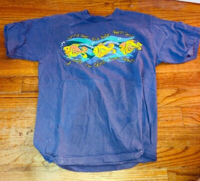 Vintage Crazy Shirt 3 Fish Sunny Dale Water Shells Blue T-Shirt Size M Medium