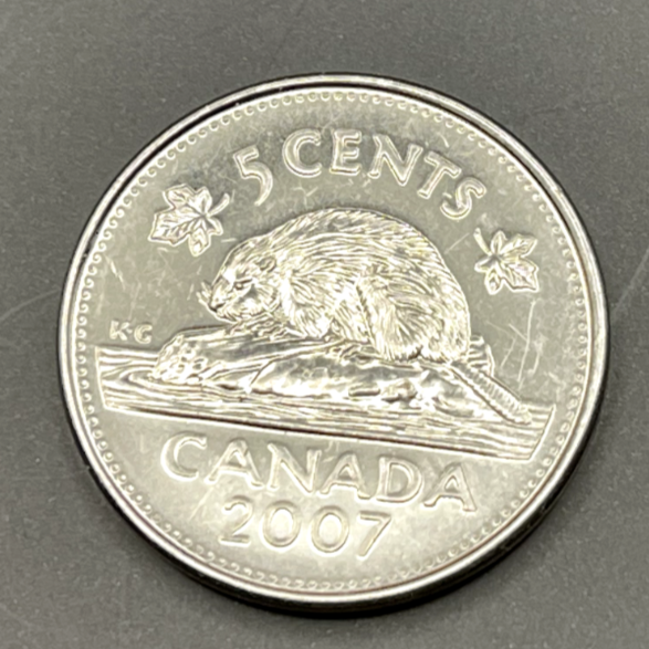 2007 Canadian Canada 5 Cent Piece Queen Elizabeth II D G Regina