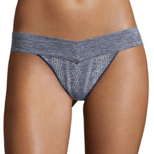 Flirtitude Women's Thong Panties Size Large Blue Jacquard NEW
