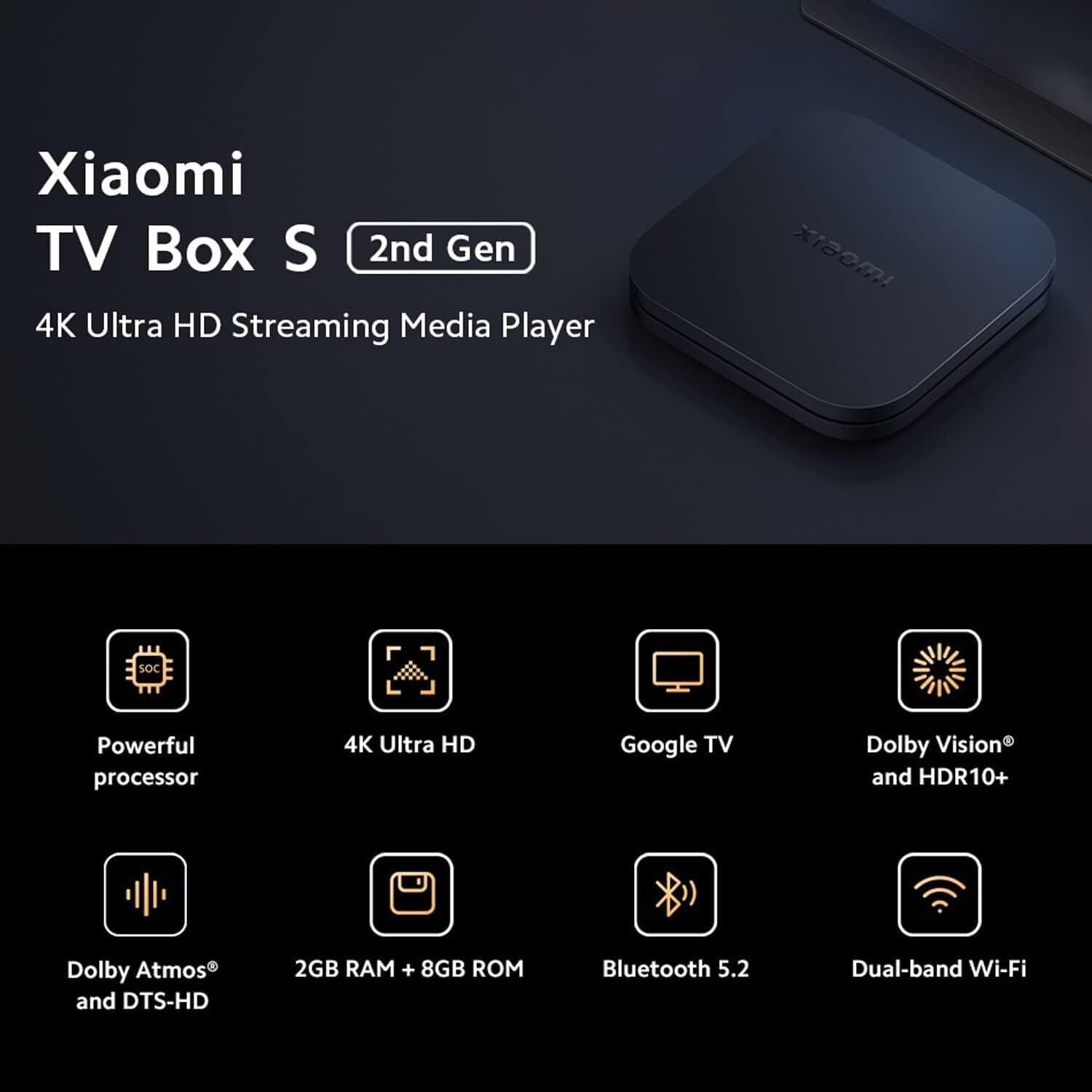 Xiaomi Mi Box S Android TV with Google Assistant Remote Streaming Media  Player - Chromecast Built-in - 4K HDR - Wi-Fi - 8 GB - Black