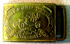 HENRY FORD DETROIT AUTOMOBILES Vintage BELT BUCKLE Record Model T Year car auto