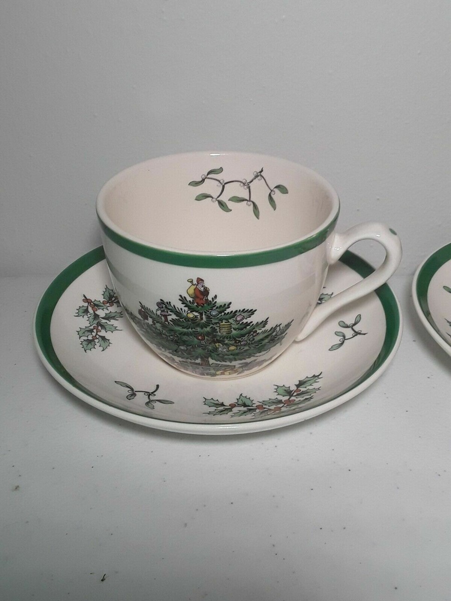 Vintage Spode Christmas Tree Cup & Saucer Set of 2 S3324 L England
