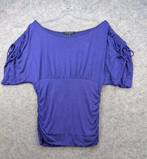 Green Envelope Top Womens Medium Blue Stretch Cinched Sleeve Blouse USA Made