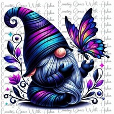 Sublimation Print Gnome Purple Butterfly Ready To Press Paper Ink Heat Transfer
