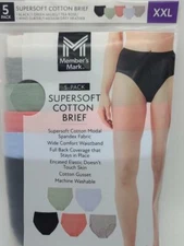 Member's Mark Women's 5-Pack Super-Soft Cotton Brief Panties Size XX-Large