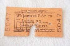 1952 Worcester F St GWR Railway Train Ticket