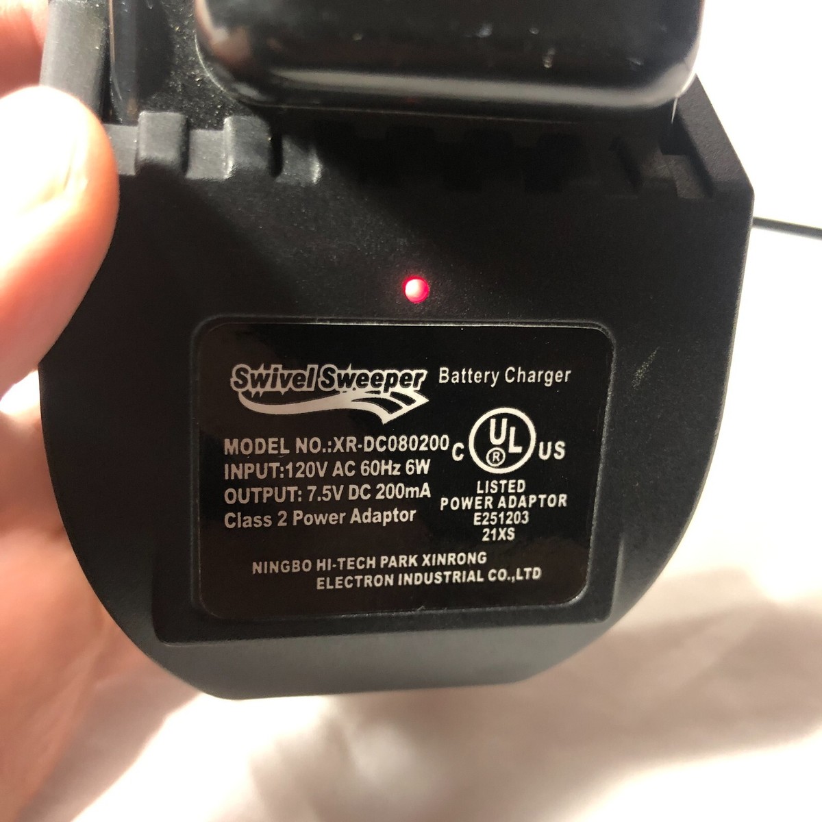 Swivel Sweeper Battery Charger Battery Model XR-DC080200