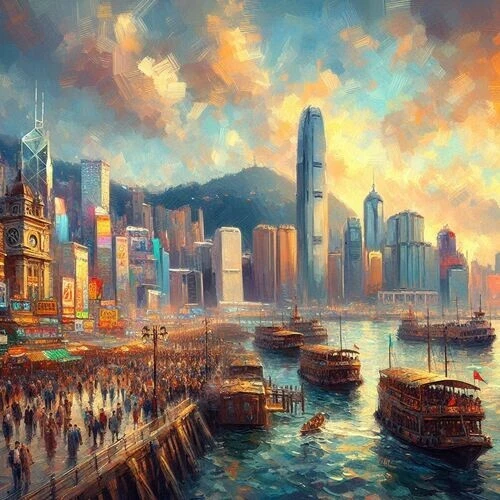 Hong Kong’s Skyline - Oil Painting (Digital Image)