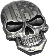 3D Metal US Flag Skull Decal Emblem Motorcycle, Auto, Truck Zinc Metallic Bronze