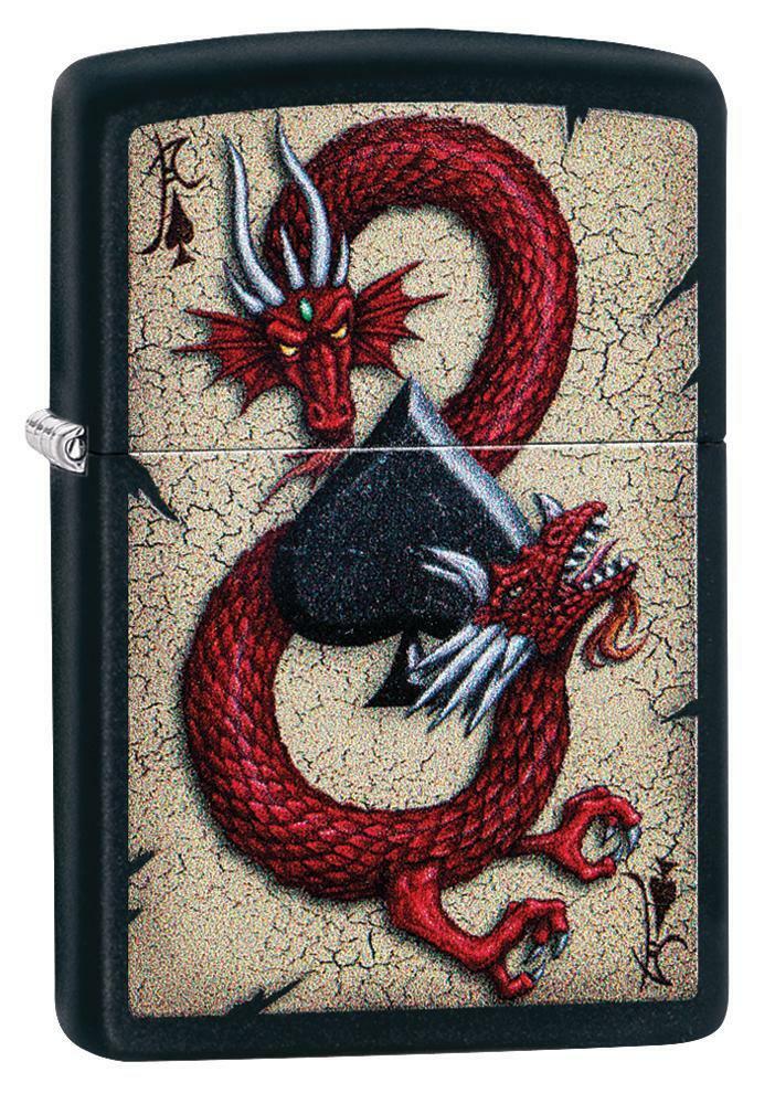 Zippo Windproof Red Dragon with Ace of Spades Lighter, 29840, New