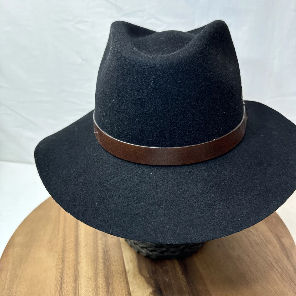 Sombrero de Vaquero PARA HOMBRES XL Broner Negro Fieltro Outback 100% Lana Sombrero EE. UU. Foto 2 de 4
