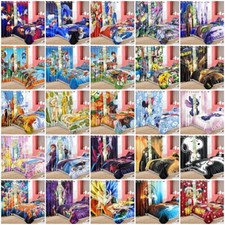 Kids Characters Bedroom Blackout Curtain Duvet Cover Pillowcase Bedding Set Gift