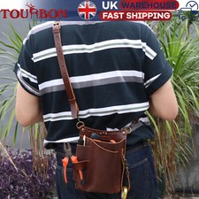 TOURBON Leather Gardening Pouch Tool Waist Bag  with Shoulder Strap Men Women UK