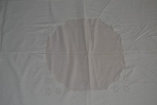 Bettwäsche Bettbezug Decke ca 155x195 cm weiß rautenförmige Ausschnitt Stickerei