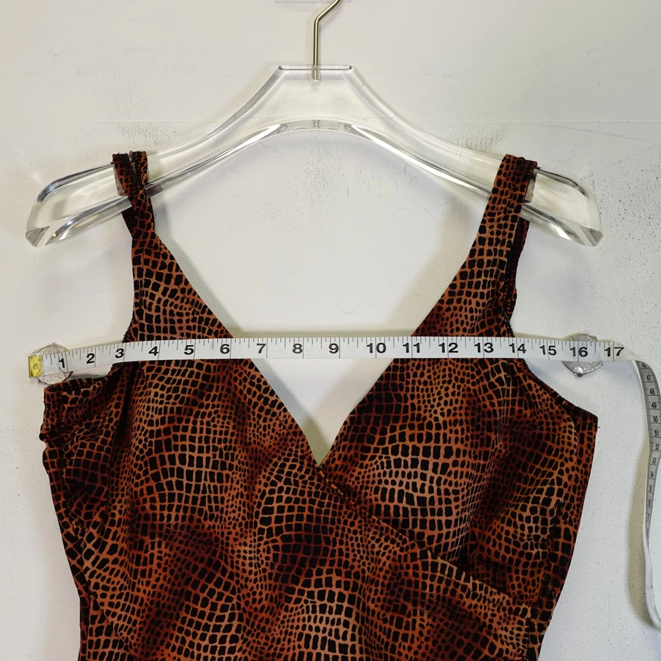 Traje de baño vintage para mujer de una pieza marrón acolchado sobrepelliz cuchara espalda cocodrilo M Foto 3 de 4