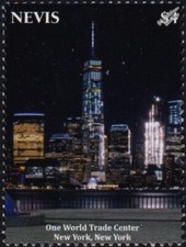 ONE WORLD TRADE CENTER New York City Tall Building Skyscraper Stamp (2022 Nevis)
