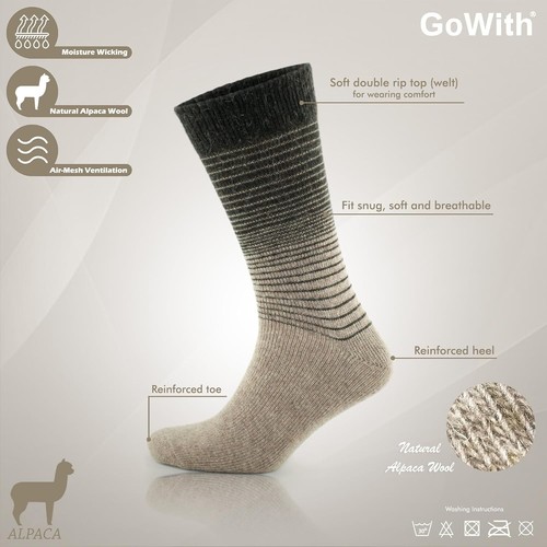 Alpaca Wool Socks for Men & Women, Alpaca-Merino Blend Warm Cozy Crew Socks, ... - Picture 4 of 7