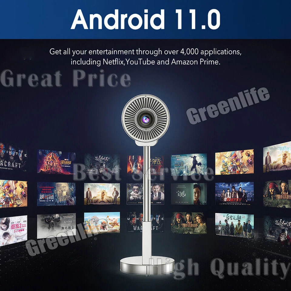 Smart Projector 4K With WiFi And Bluetooth 5G 1080P Mini Projector Home Theater - Image 4 of 4