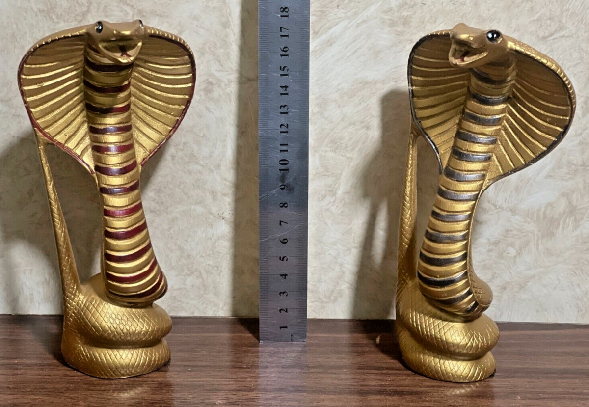 2x 8" Menacing Uraeus - Ancient Egyptian Cobra Gold-Black | eBay