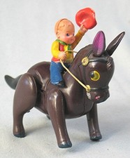 Vintage Wind Up Celluloid Cowboy on Donkey -- Japan Working