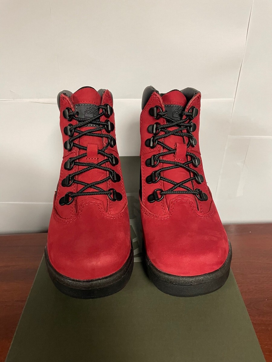 grey and red timberland boots