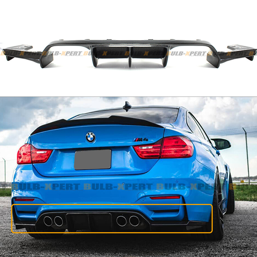 FOR 2015-19 BMW F80 M3 F82 M4 CARBON FIBER REAR BUMPER BIG DIFFUSER 3PC ...
