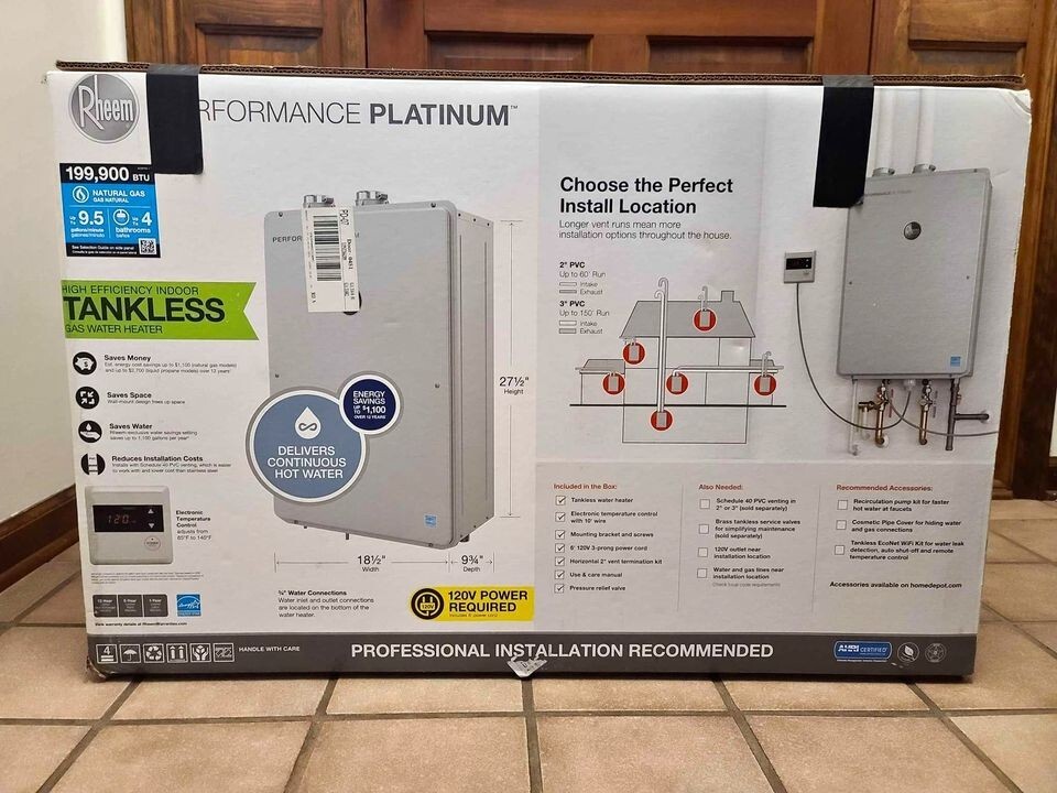 RHEEM PERFORMANCE PLATINUM ECOH200DVLN-2 199,900 BTU NATURAL GAS INDOOR  TANKLESS | eBay