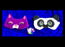 Set Of 2 Character U-style Plush,Padded,Reversible sleep masks,CAT & PANDA