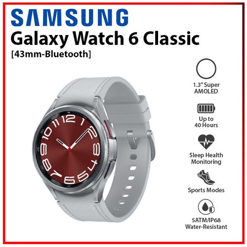 Samsung Galaxy Watch6 Classic 43mm SILVER Bluetooth Android Smartwatch (R950) - Picture 1 of 7