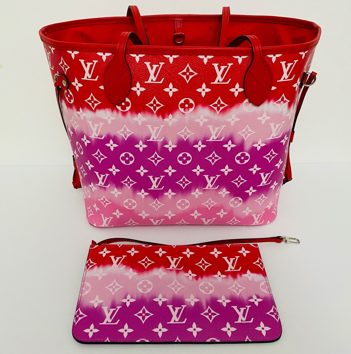 Louis Vuitton Escale Neverfull MM Bag Tie-Dye Red/Pink M45127 NEW