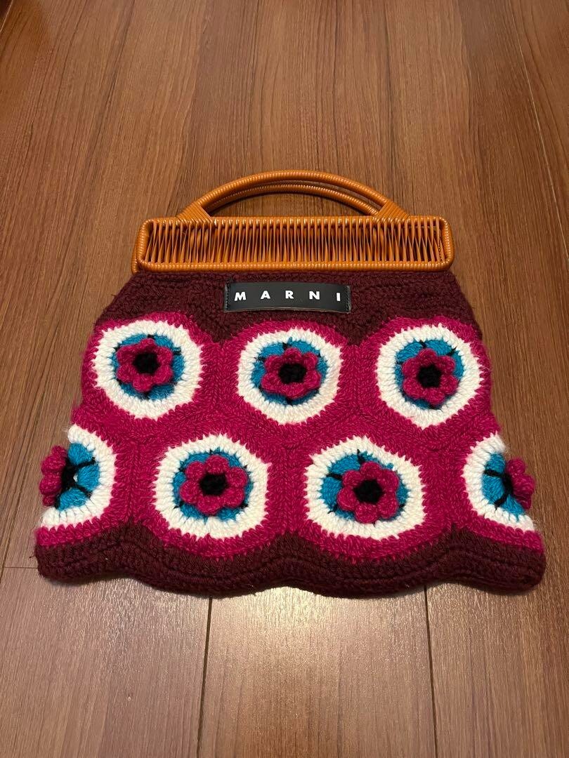 Marni MARKET Flower Cafe Crochet Bag Flower Pink Knit Marni MARKET Flower Cafe Crochet Bag Flower Pink Knit