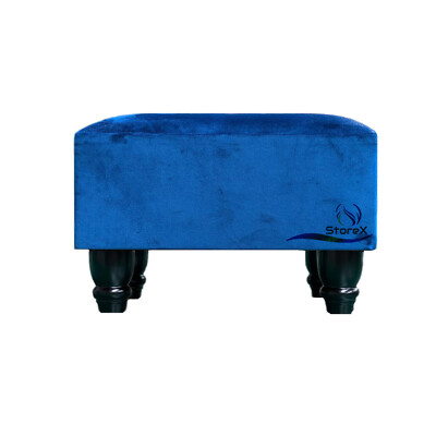 Neu Ottomane Fußhocker Modern Rechteck Sitz Stuhl Fußstütze Gepolsterter Sitz (Blau) 
