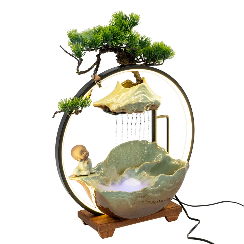 Corded Electric Desktop Fountain with Water Pump Home Decor Indoor