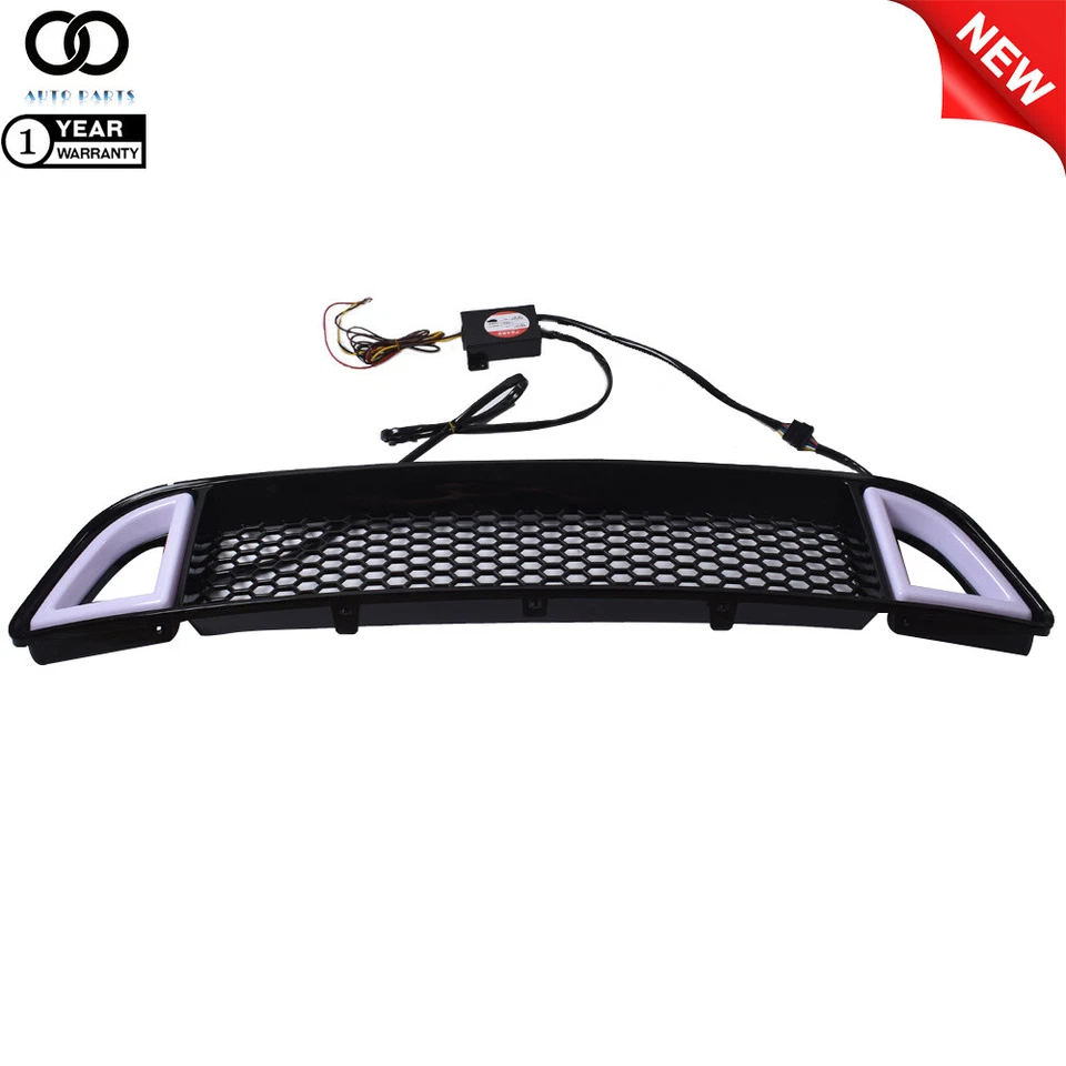 For 2013-2014 Ford Mustang Front Upper Grill Mesh Grille W/ DRL LED Light - Image 2 of 4