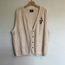 Cypress Links Sweater Vest Size X-Large Sleeveless V-Neck Tan Beige Button Vinta