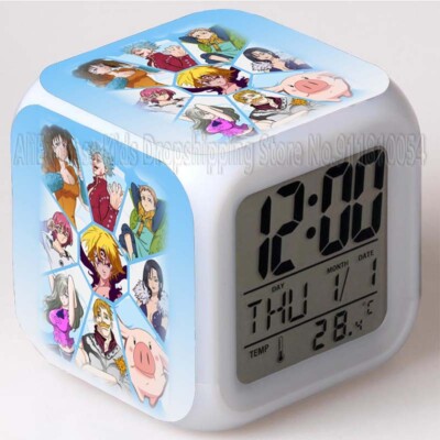 seven Deadly sins alarm clock Led 7 colors thermometer decoration manga collection 