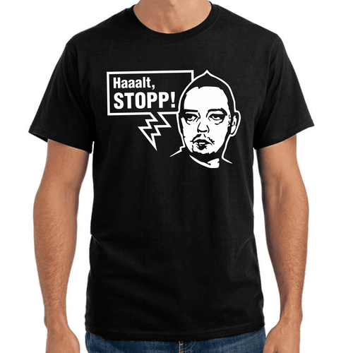 Haaalt, Stopp Halt Stop Andreas Kult Sprüche Geschenk Lustig Spaß Comedy T-Shirt - Afbeelding 1 van 1