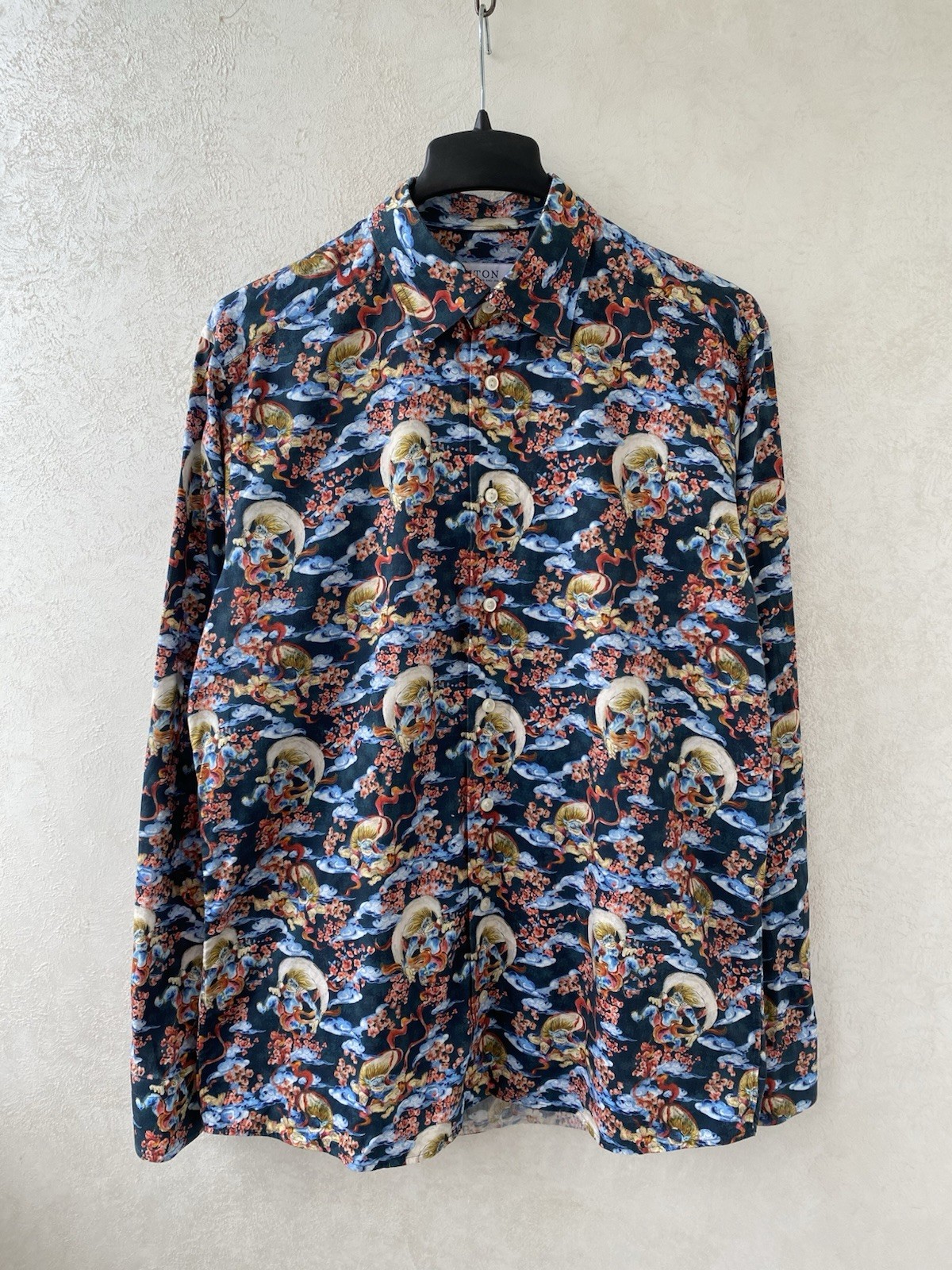 Eton Mens AOP Gin Japanese Style Signature Twill Button Up Shirt Size L / 16 /41