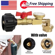1Lb To 20Lb Tank Propane Refill Adapter Kit With Gauge And ON-Off Control Valve