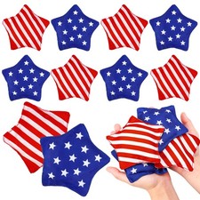 12Pcs Patriotic Cornhole Bags for Tossing 4th of July Red Blue Stripe Star Bean