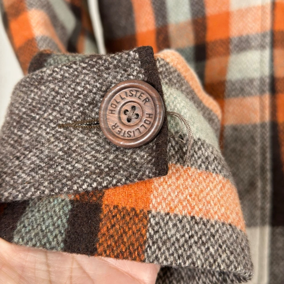 Hollister Co Duffle Coat M Y2K Streetwear Indie Mod Revival Prep Tartan Plaid - Image 3 of 4