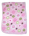 Circo Pink Brown Green White floral Flower Baby Blanket Plush Security 30x40"