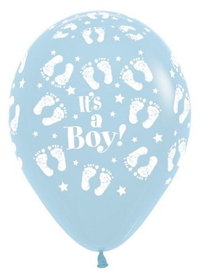 It's a Boy Footprint 640 Pastel Matte Blue 30cm 12In Luftballons Sempertex 25 St