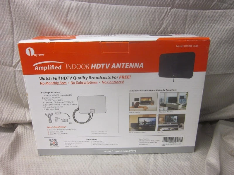 1byone Amplified Indoor HDTV Antenna 80 Mile Range OUS00-0186 - Image 4 of 4